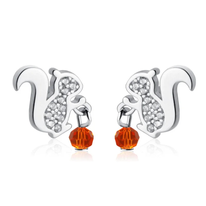 Aretes Ardilla con Zirconias Brillantes