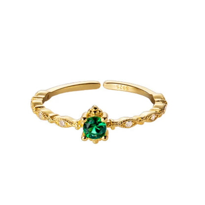 Anillo Abierto con Zirconia Verde
