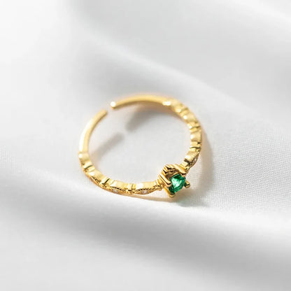 Anillo Abierto con Zirconia Verde
