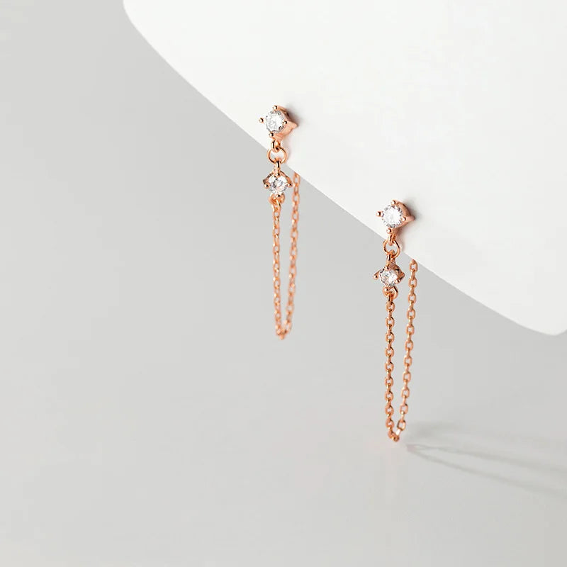 Aretes Eslabones con Zirconias