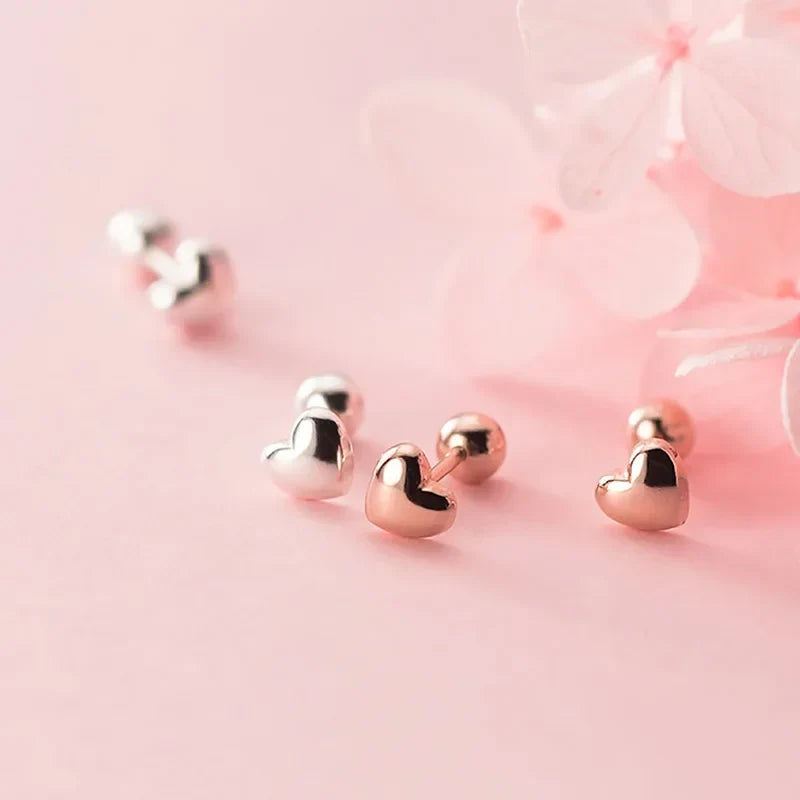 Aretes Corazón Romántico Plateado o Rosado