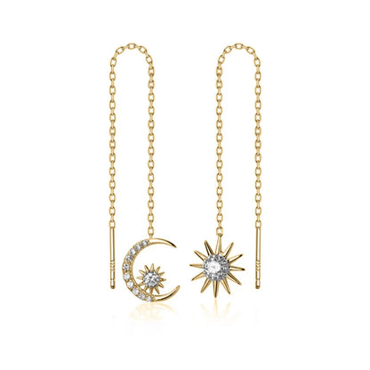 Aretes Largos Asimétricos Sol y Luna
