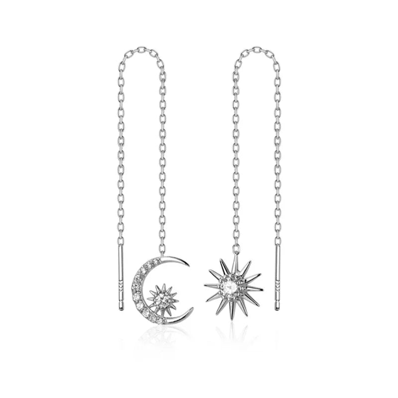 Aretes Largos Asimétricos Sol y Luna