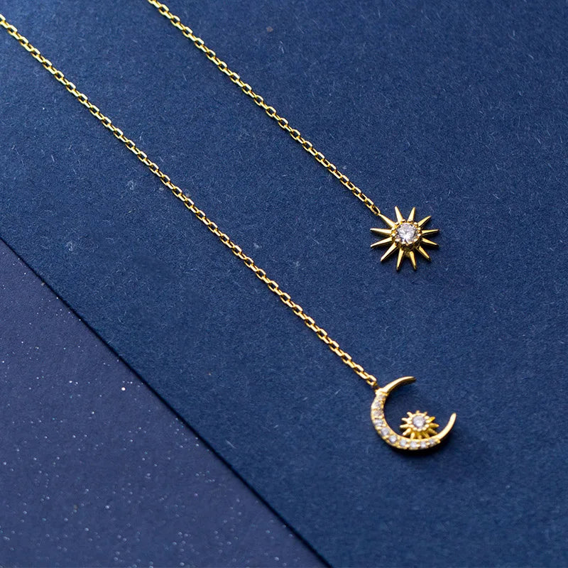 Aretes Largos Asimétricos Sol y Luna