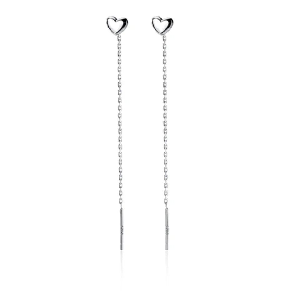 Aretes Largos Corazón Liso 10 cm
