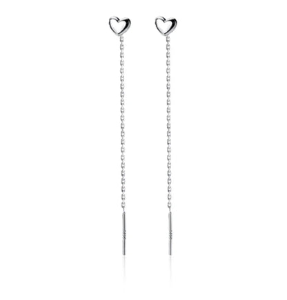 Aretes Largos Corazón Liso 10 cm