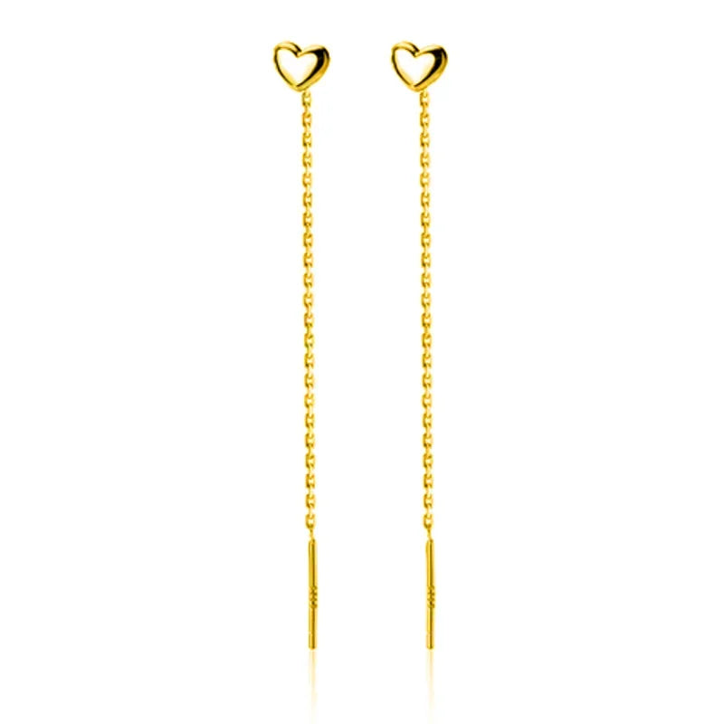 Aretes Largos Corazón Liso 10 cm
