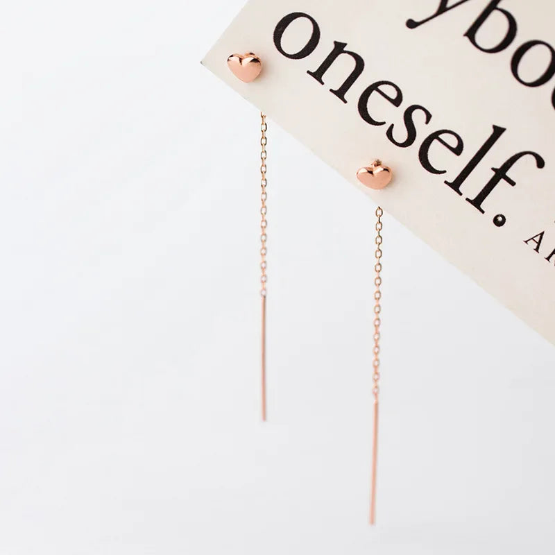 Aretes Largos Corazón Liso 6.5 cm