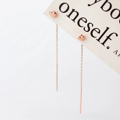 Aretes Largos Corazón Liso 6.5 cm