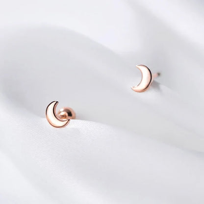 Aretes Mini Luna con Cierre de Rosca