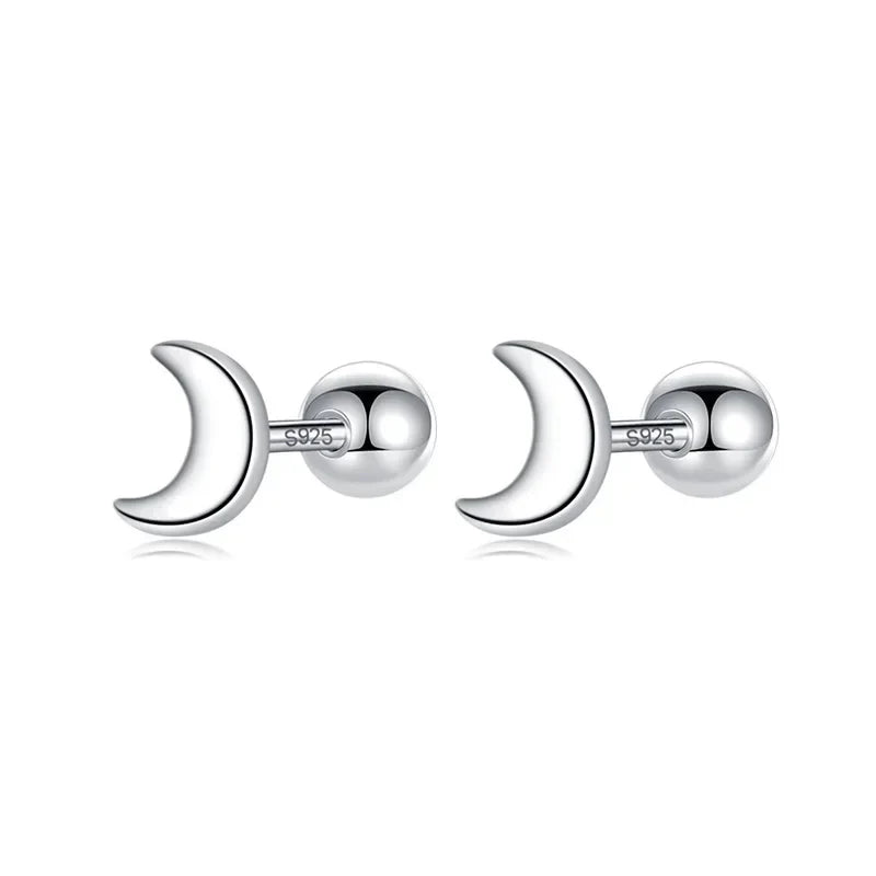 Aretes Mini Luna con Cierre de Rosca