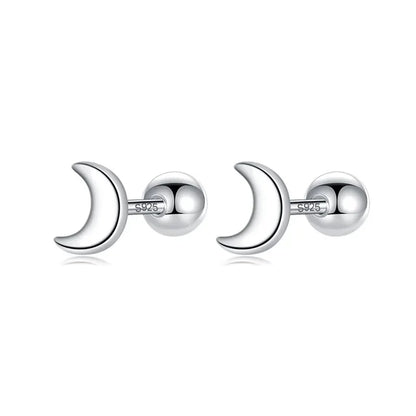 Aretes Mini Luna con Cierre de Rosca