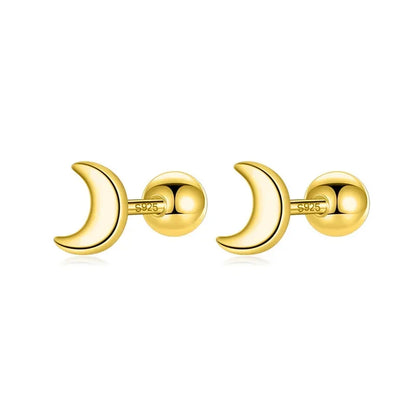 Aretes Mini Luna con Cierre de Rosca