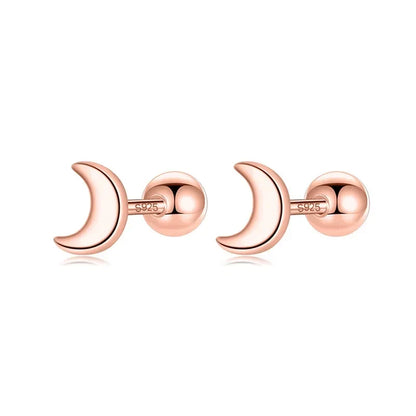 Aretes Mini Luna con Cierre de Rosca