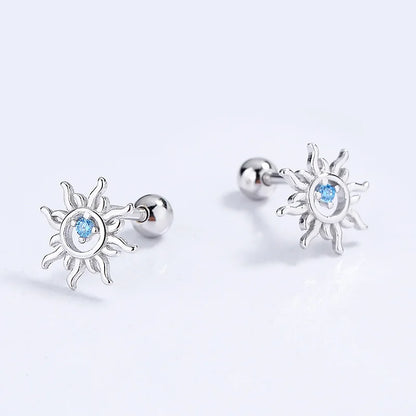 Aretes Sol con Zirconia Azul