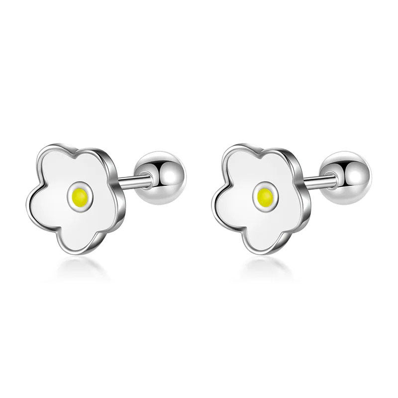 Aretes Florecita Esmaltada con Rosca