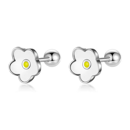 Aretes Florecita Esmaltada con Rosca