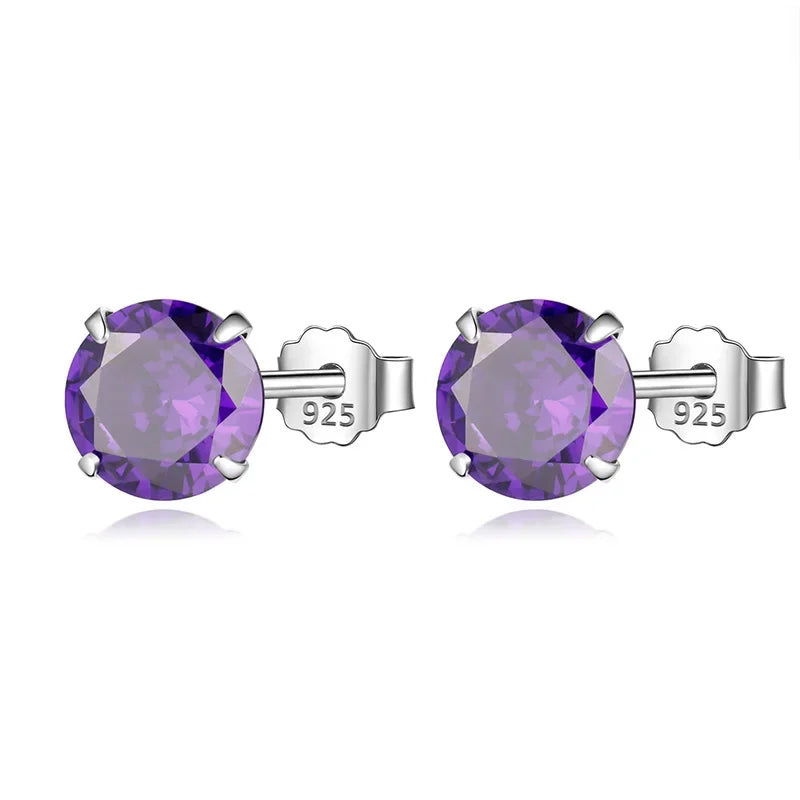 Aretes Zirconia Redonda de Colores