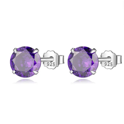 Aretes Zirconia Redonda de Colores