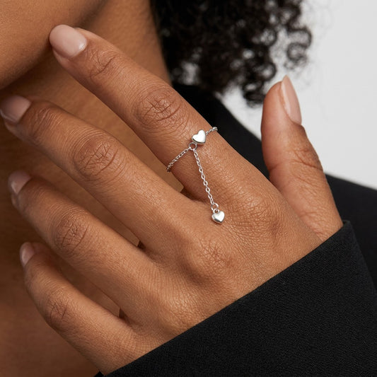 Anillo Abierto Cadena con Corazón