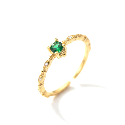 Anillo Abierto con Zirconia Verde