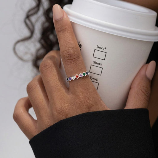 Anillo Abierto con Zirconias de Color