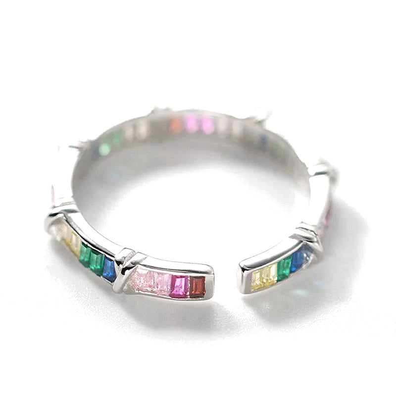 Anillo Abierto con Zirconias de Color