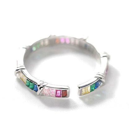Anillo Abierto con Zirconias de Color