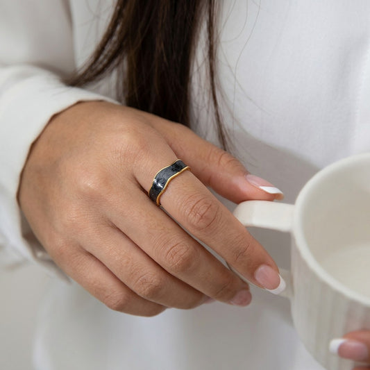 Anillo Abierto Ola Esmaltada