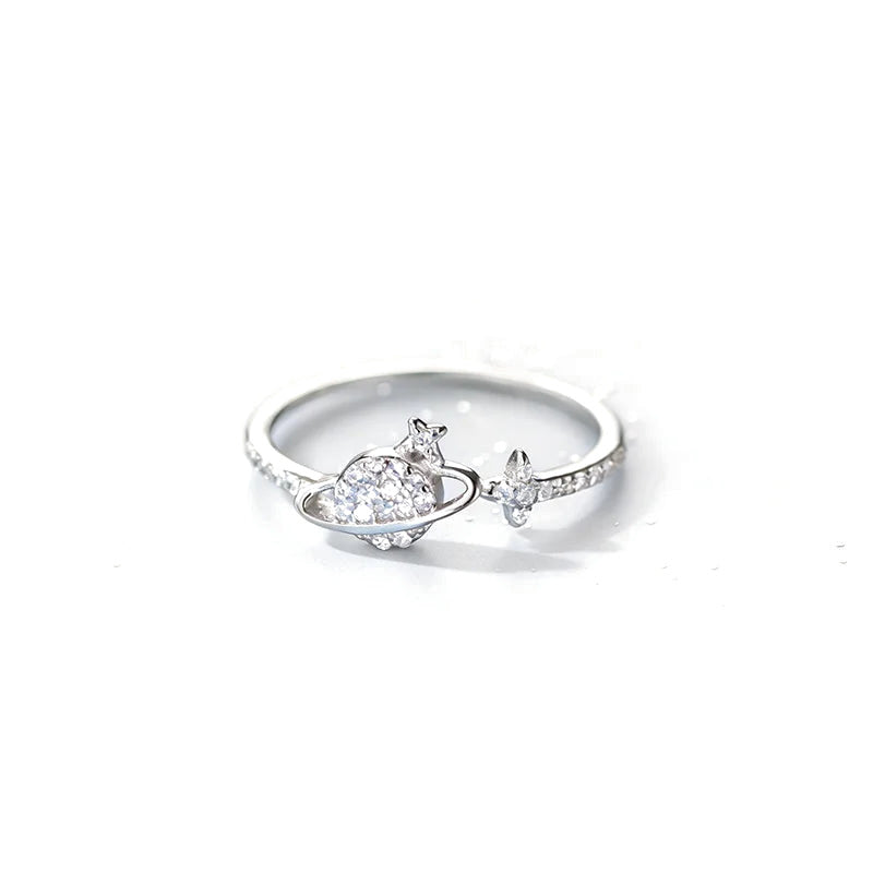 Anillo Abierto Planeta con Zirconias