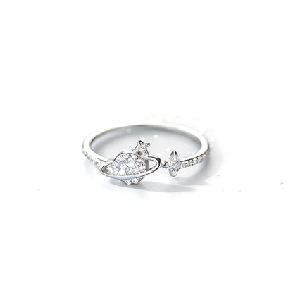 Anillo Abierto Planeta con Zirconias