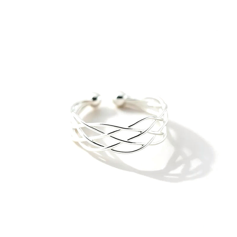 Anillo Abierto Tejido de Capas Cruzadas