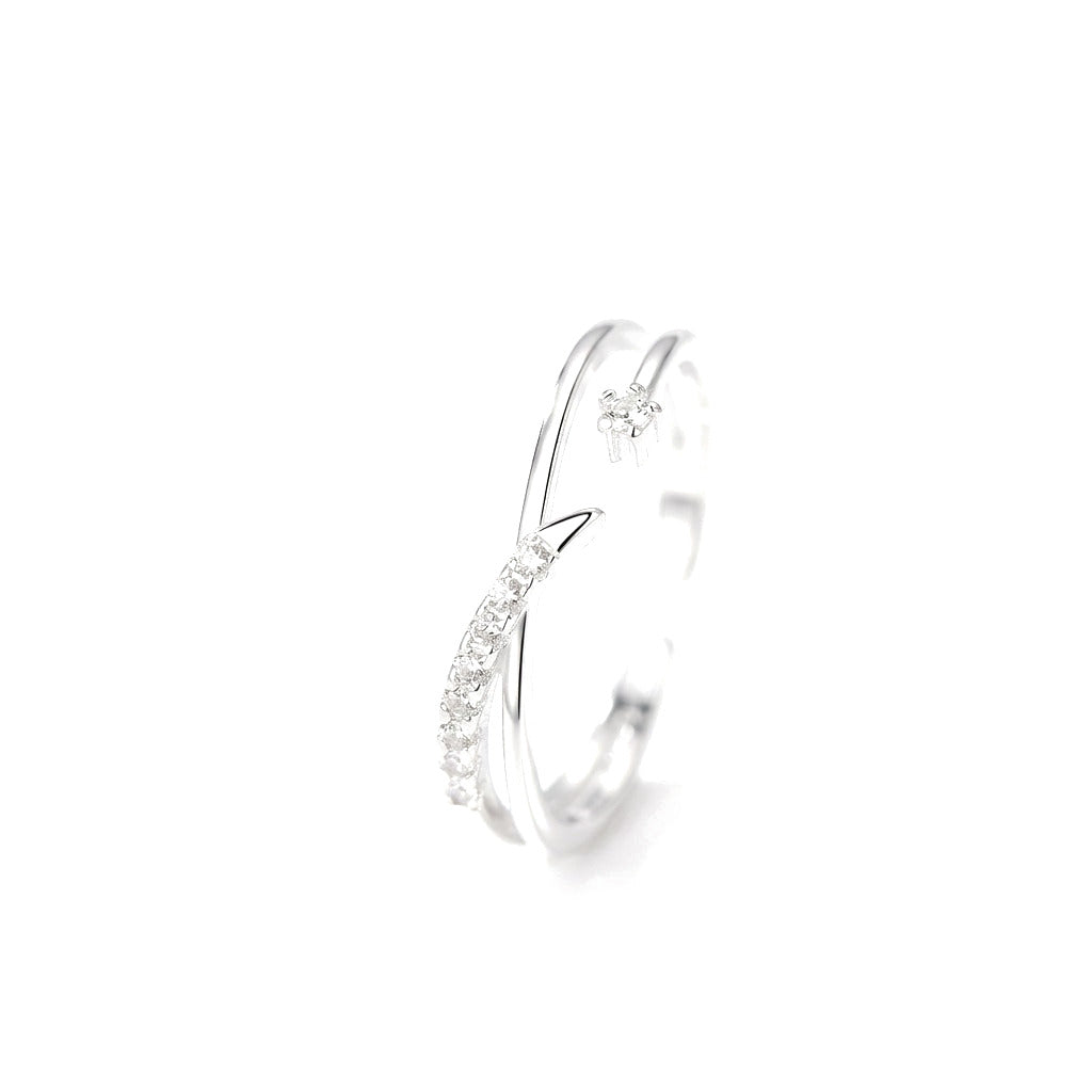 Anillo Ajustable Cruz con Zirconias