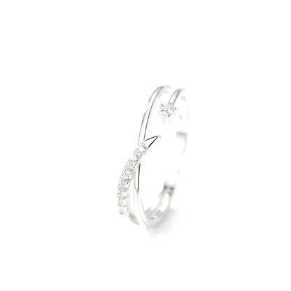 Anillo Ajustable Cruz con Zirconias