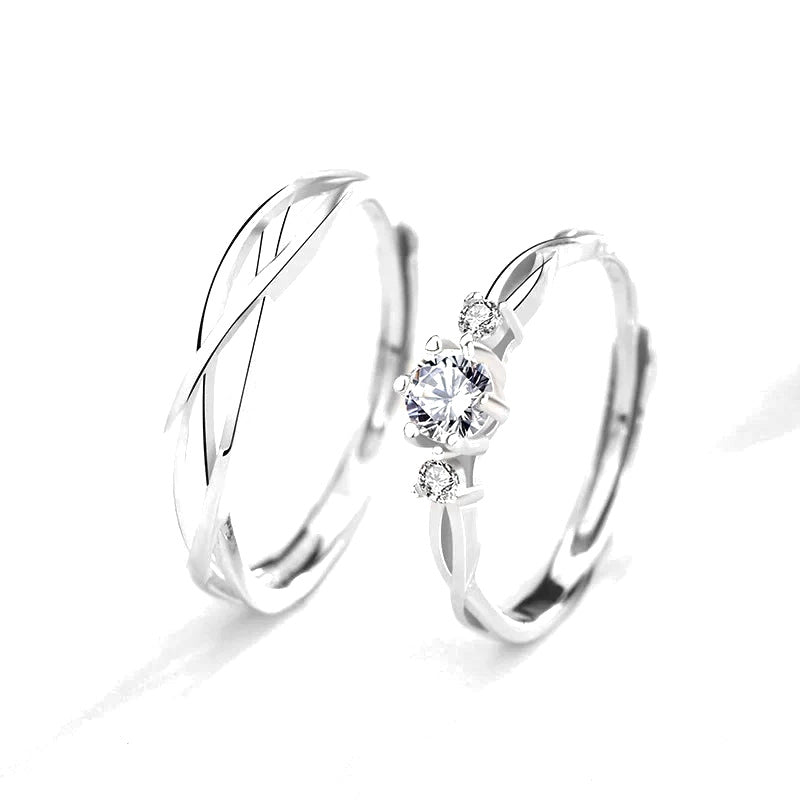 Anillo Ajustable para Pareja con Zirconias