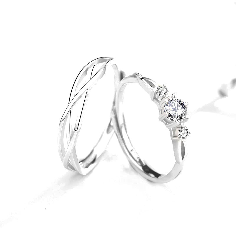 Anillo Ajustable para Pareja con Zirconias