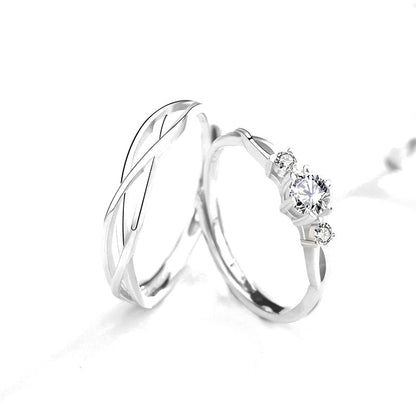 Anillo Ajustable para Pareja con Zirconias