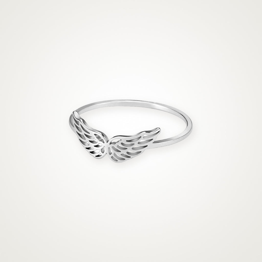 Anillo Alas de ángel plateado