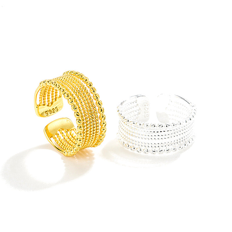 Anillo Ancho Tejido Ajustable
