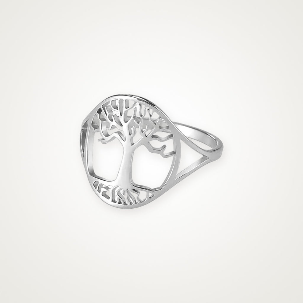 Anillo Árbol con raíces plateado
