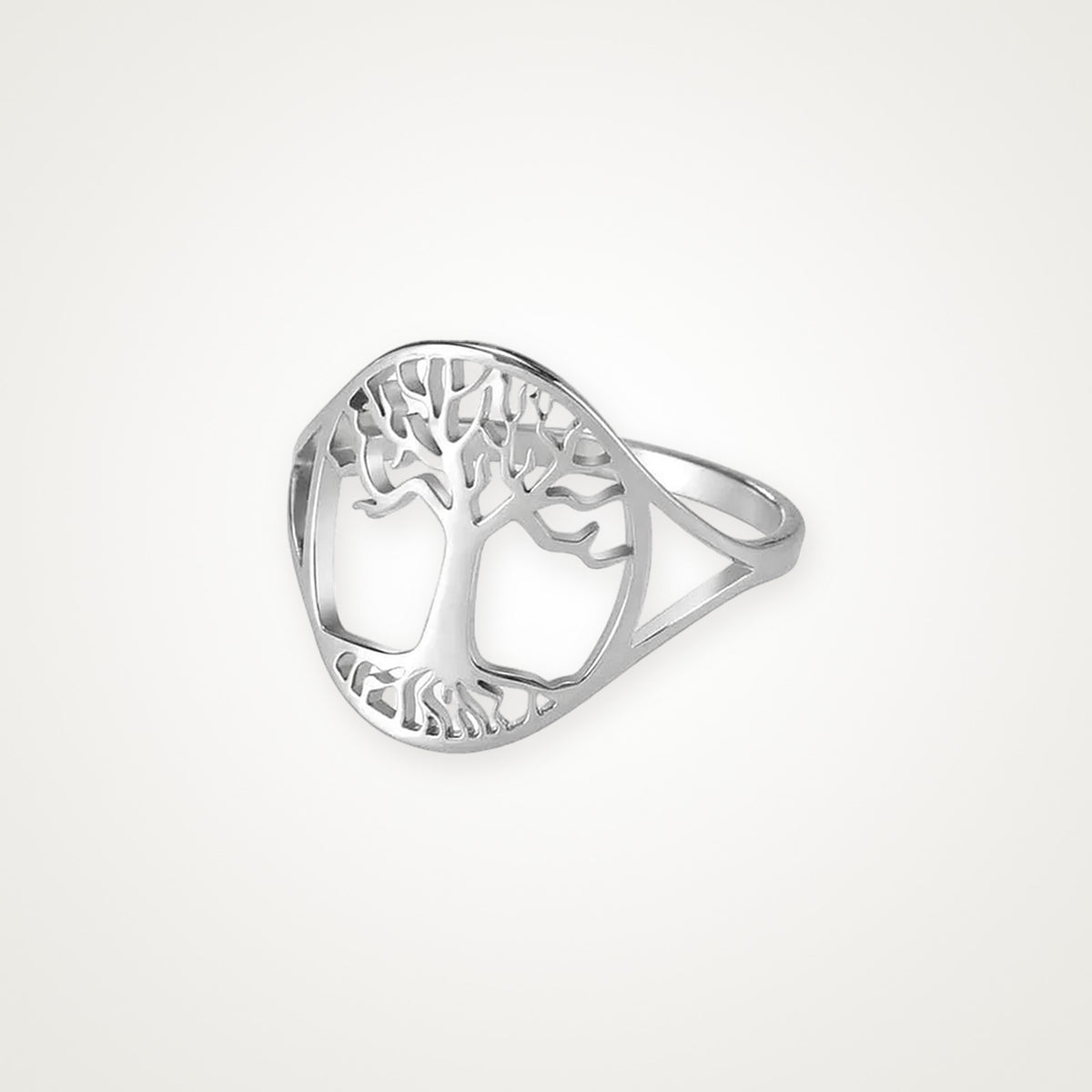 Anillo Árbol con raíces plateado