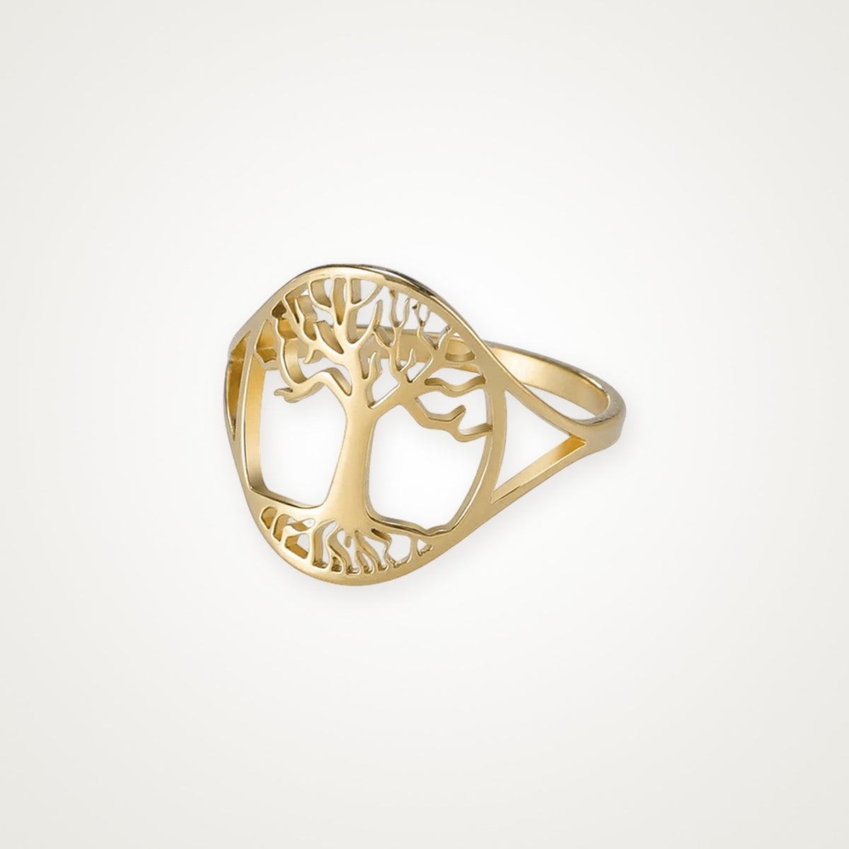Anillo Árbol con raíces dorado