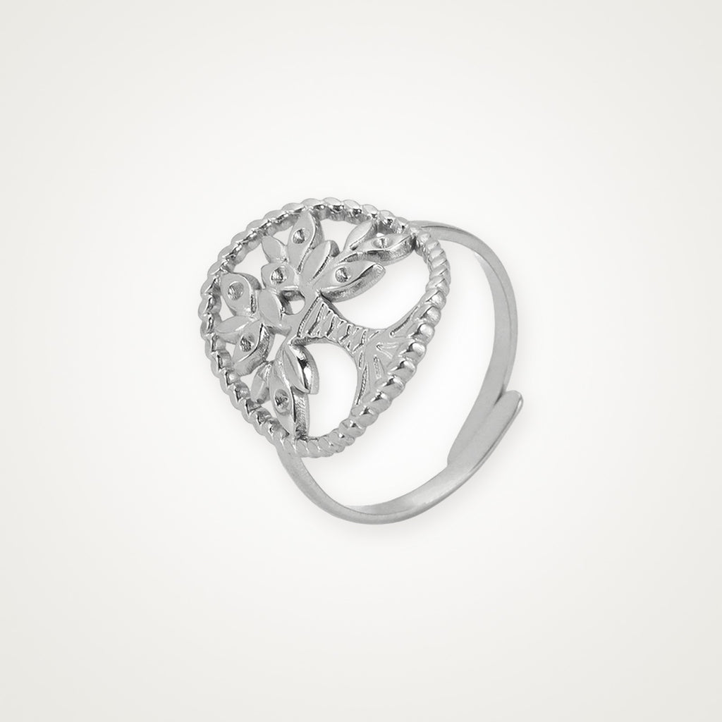 Anillo Árbol de la vida en medalla plateado