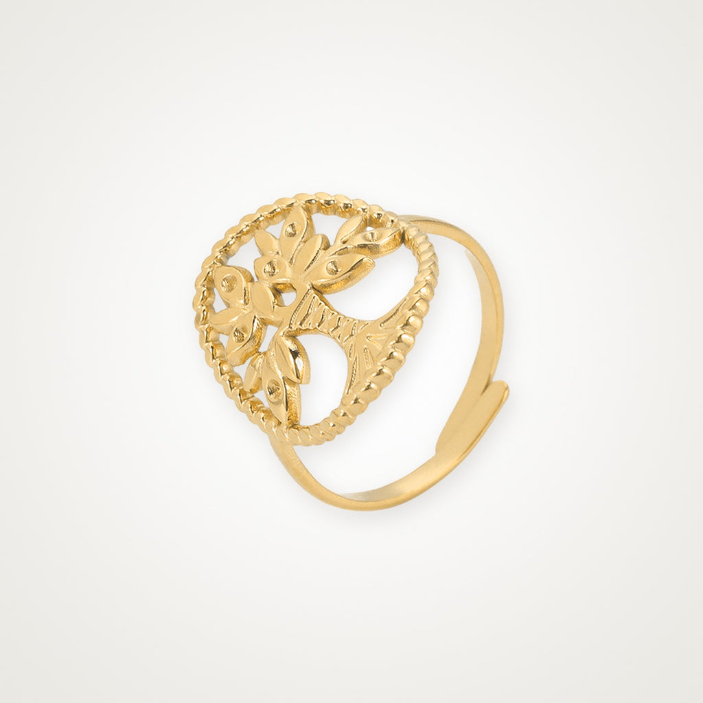 Anillo Árbol de la vida en medalla dorado
