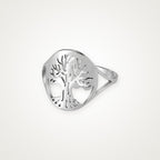 Anillo Árbol de la vida en óvalo plateado