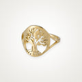 Anillo Árbol de la vida en óvalo dorado