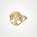 Anillo Árbol de la vida en óvalo dorado