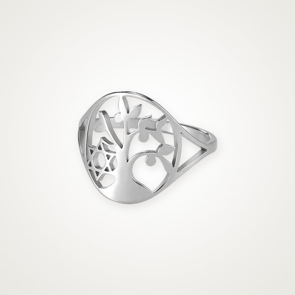 Anillo Árbol de la vida moderno plateado