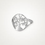 Anillo Árbol de la vida moderno plateado