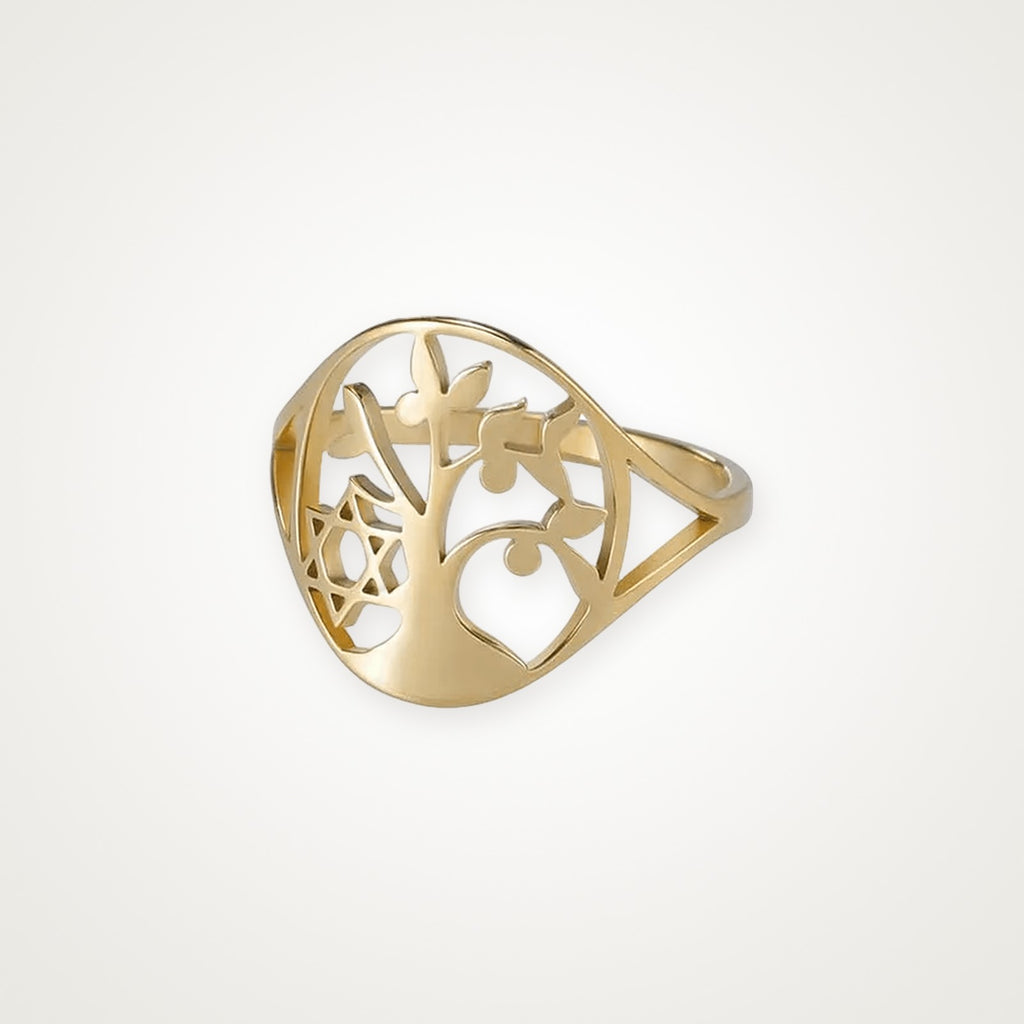 Anillo Árbol de la vida moderno dorado
